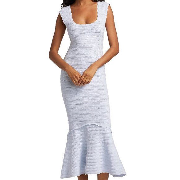 LoveShackFancy | Leigh Pointelle Knit Midi Dress Blue |S |NWT - Picture 1 of 12